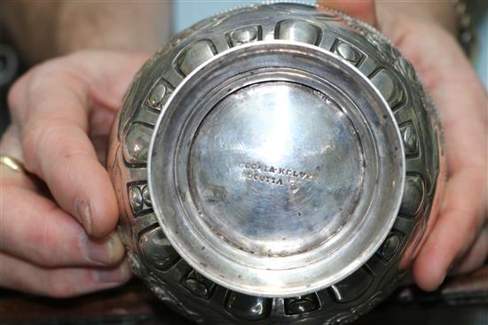 A 19th century Indian Colonial embossed silver sugar bowl by Cooke & Kelvey, Calcutta, 6.5 oz.